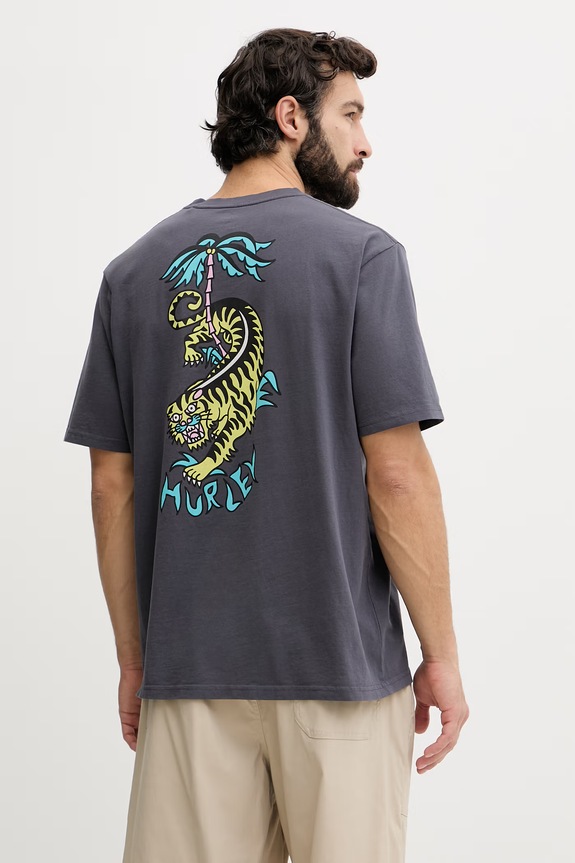 Hurley T-shirt Ανδρικό βαμβακερό ETAM γκρί MTSEUET0001