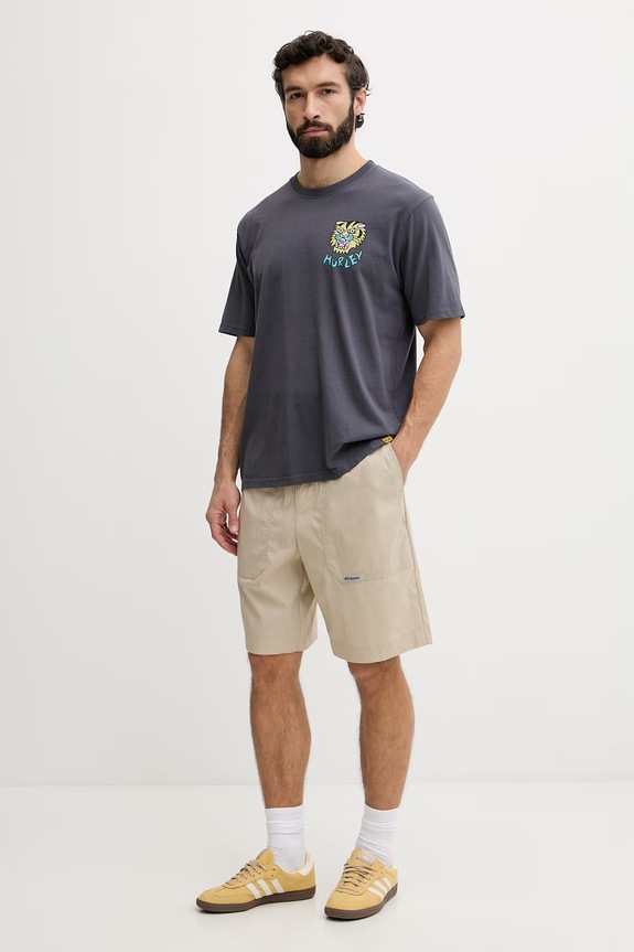 Hurley T-shirt Ανδρικό βαμβακερό ETAM MTSEUET0001 γκρί SS26