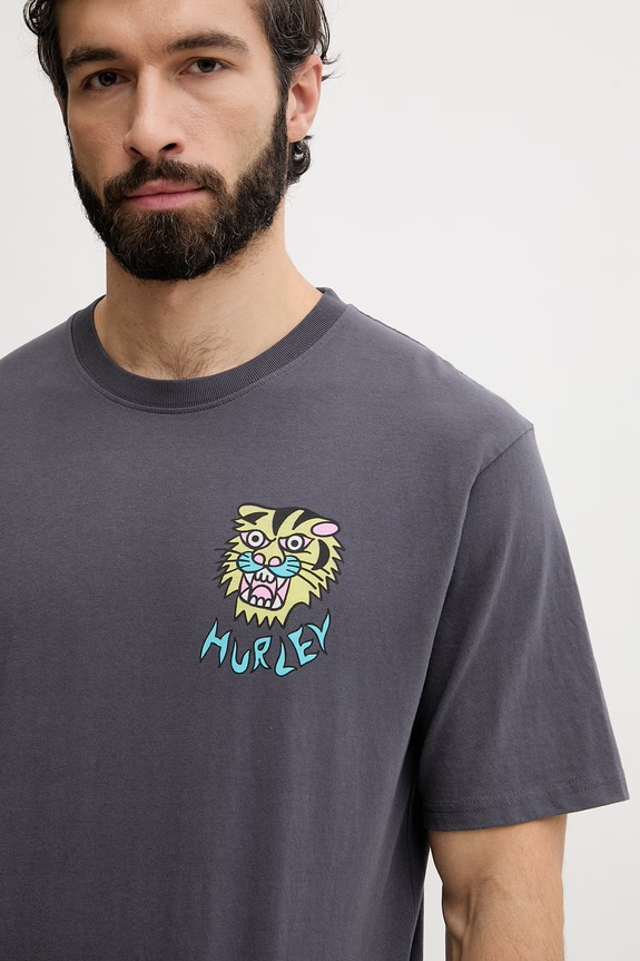 Hurley T-shirt Ανδρικό βαμβακερό ETAM γκρί MTSEUET0001