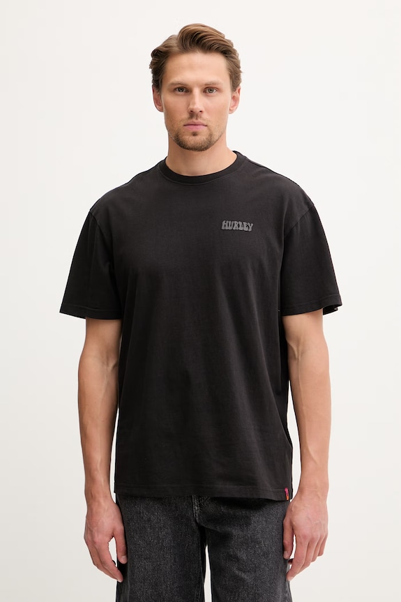 Odzież Hurley t-shirt męski bawełniany KRAFT MTSEUKR0001 czarny