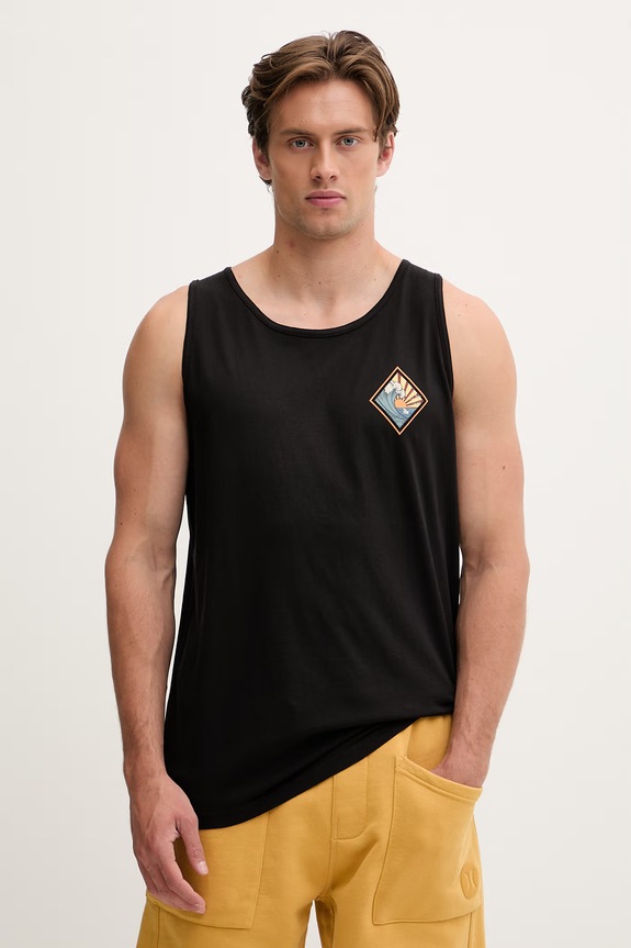 Ρούχα Hurley τοπ ανδρικό βαμβακερό MTKEUED0004 μαύρο