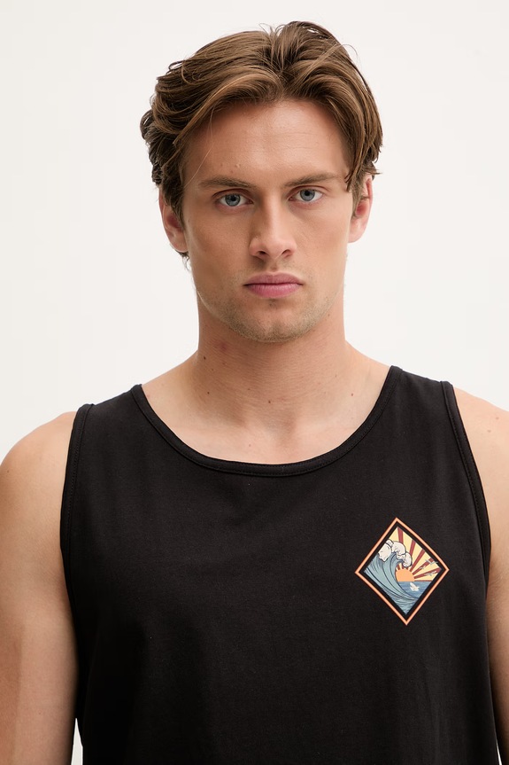 Hurley τοπ ανδρικό βαμβακερό μαύρο MTKEUED0004