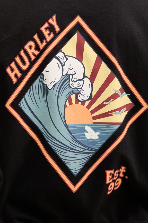 Hurley τοπ ανδρικό βαμβακερό MTKEUED0004 μαύρο