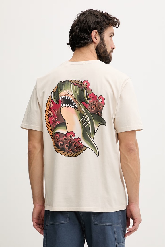 Hurley T-shirt ανδρικό βαμβακερό μπεζ MTSEUTT0003