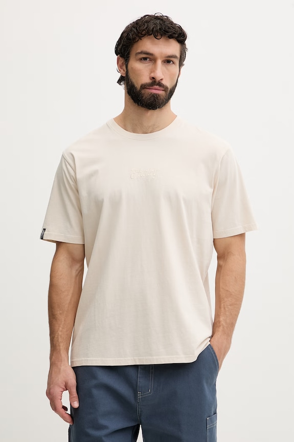 Ρούχα Hurley T-shirt ανδρικό βαμβακερό MTSEUTT0003 μπεζ