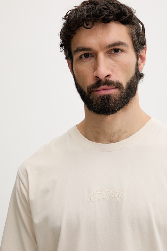 Hurley T-shirt ανδρικό βαμβακερό μπεζ MTSEUTT0003