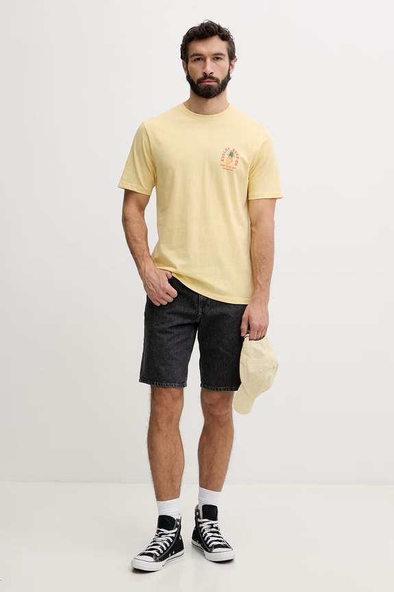 Hurley t-shirt ανδρικό βαμβακερό MTSEUED0001 κίτρινο SS26
