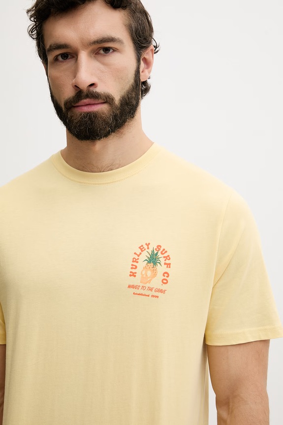 Hurley t-shirt ανδρικό βαμβακερό κίτρινο MTSEUED0001