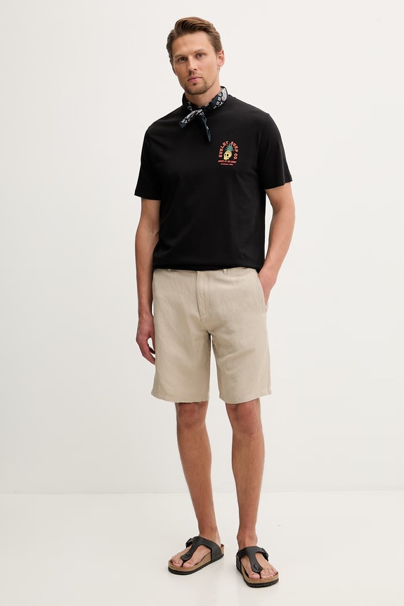 Hurley t-shirt Ανδρικό βαμβακερό MTSEUED0001 μαύρο SS26