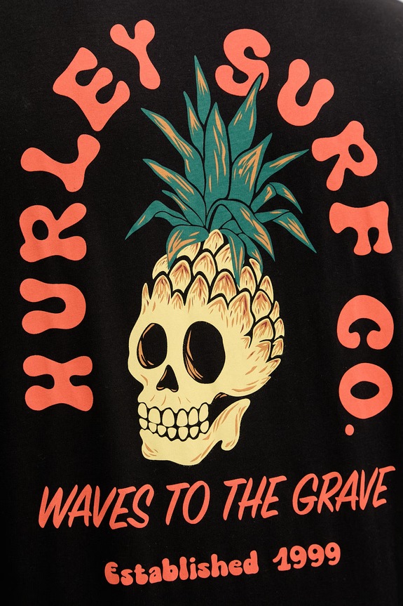 Hurley t-shirt Ανδρικό βαμβακερό MTSEUED0001 μαύρο