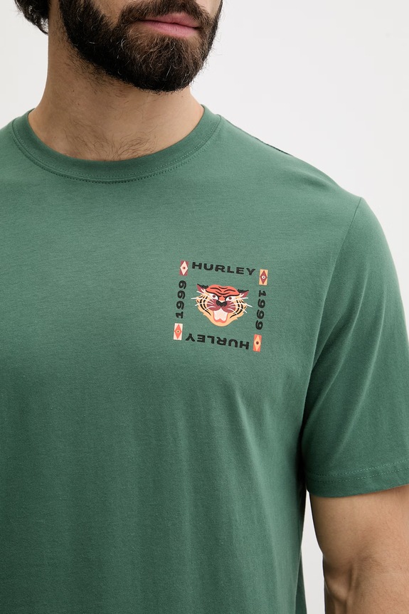 Hurley t-shirt Ανδρικό βαμβακερό MTSEUED0003 πράσινο