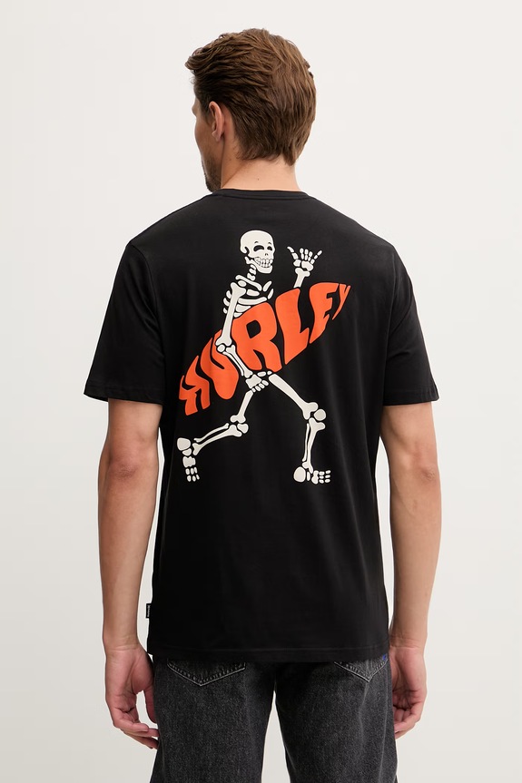 Hurley t-shirt Ανδρικό βαμβακερό μαύρο MTSEUED0008