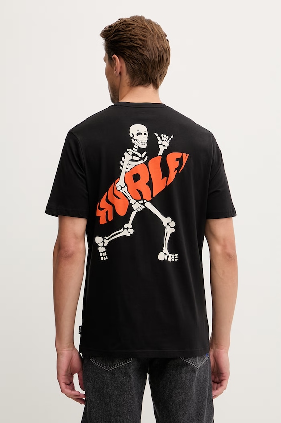 Hurley t-shirt Ανδρικό βαμβακερό μαύρο MTSEUED0008
