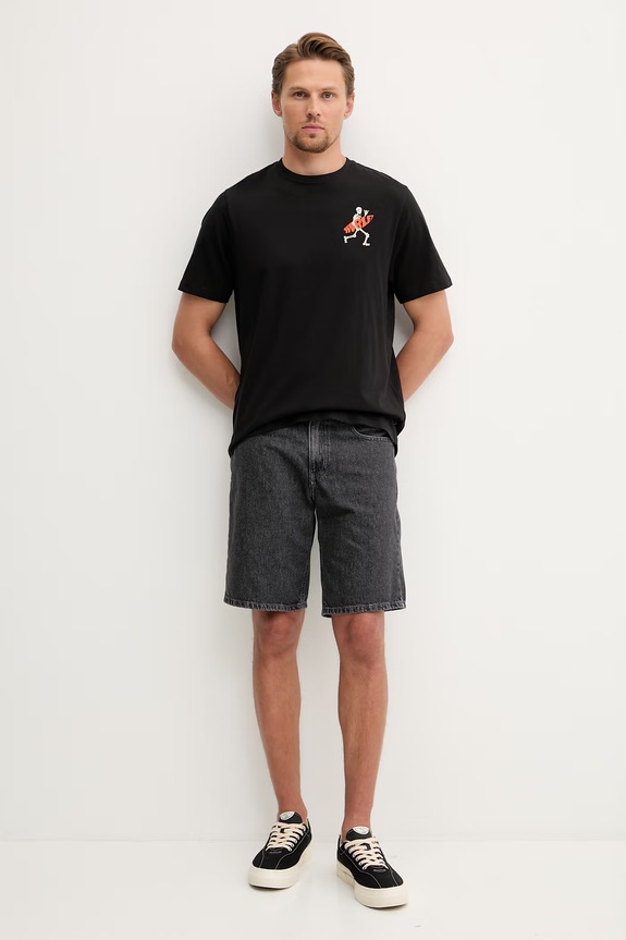 Hurley t-shirt Ανδρικό βαμβακερό MTSEUED0008 μαύρο SS26