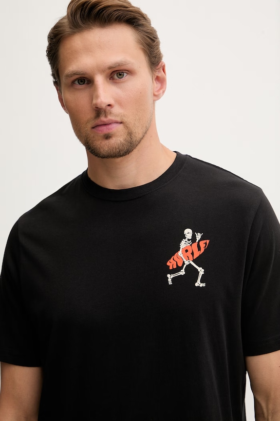 Hurley t-shirt Ανδρικό βαμβακερό μαύρο MTSEUED0008