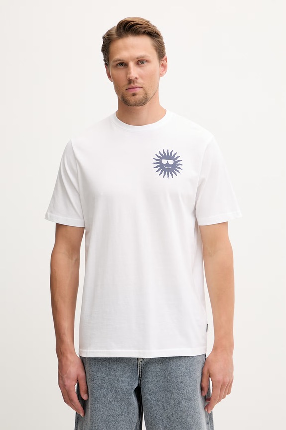 Ρούχα Hurley t-shirt Ανδρικό Βαμβακερό MTSEUED0009 λευκό