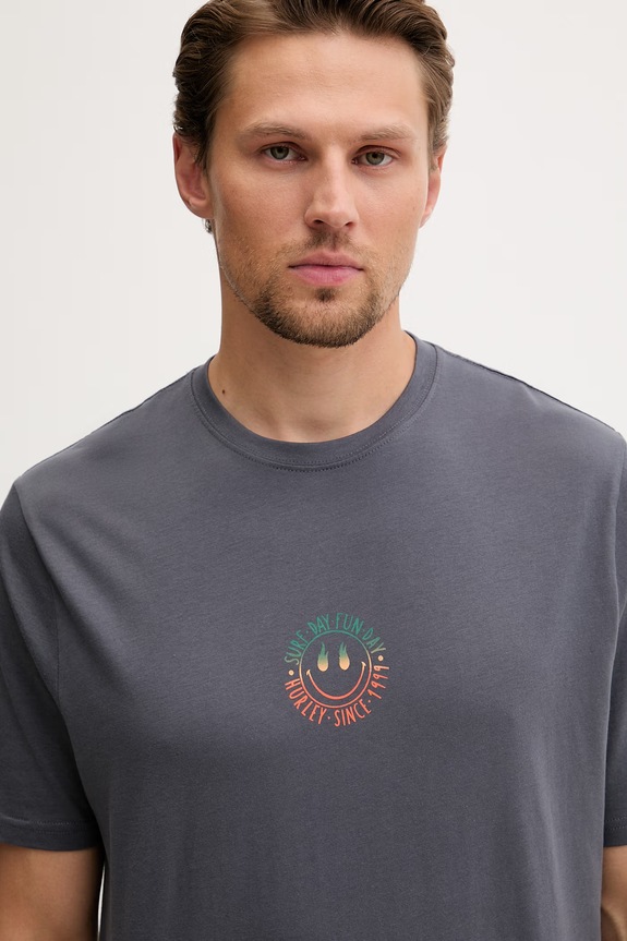Hurley t-shirt ανδρικό βαμβακερό γκρί MTSEUED0016