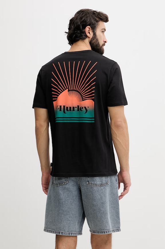 Hurley T-shirt ανδρικό βαμβακερό μαύρο MTSEUED0020