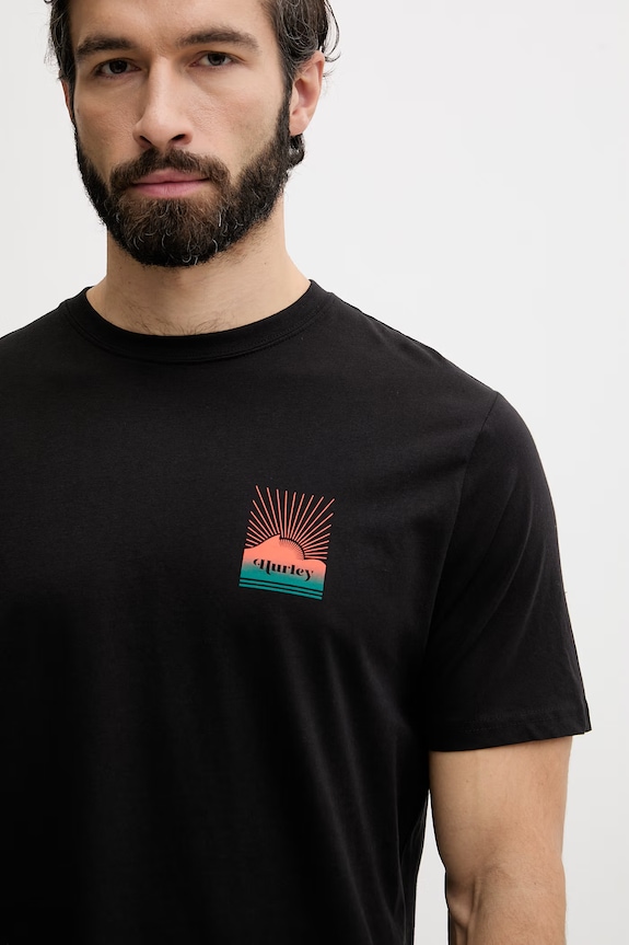 Hurley T-shirt ανδρικό βαμβακερό μαύρο MTSEUED0020