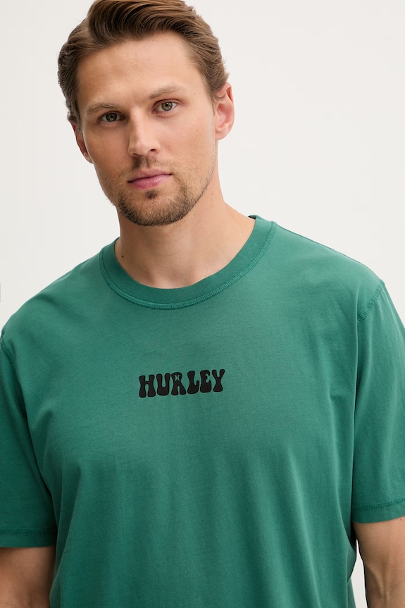 Hurley tričko pánske bavlnené zelená MTSEU00025