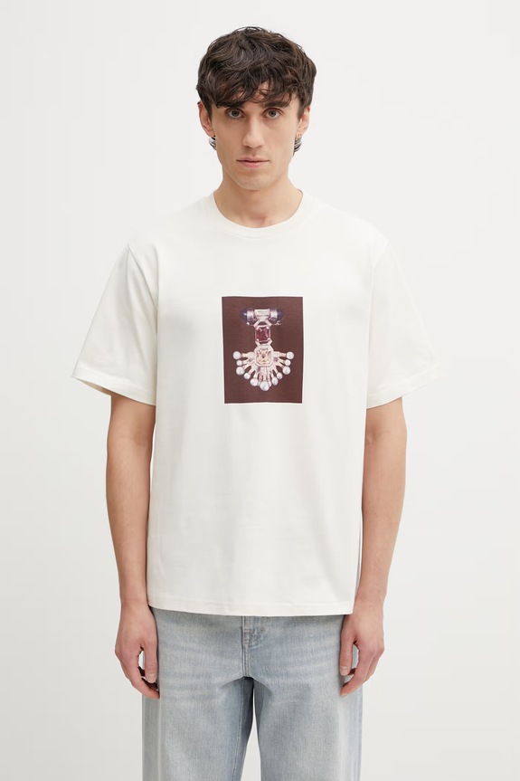 Wales Bonner Compass Men's cotton t-shirt beige US26JE12.JE01.102