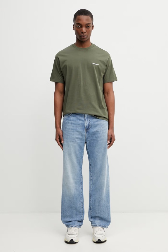 Carhartt WIP S/S Script Embroidery T-Shirt majica od pamuka za muškarce I030435.3LUXX zelena