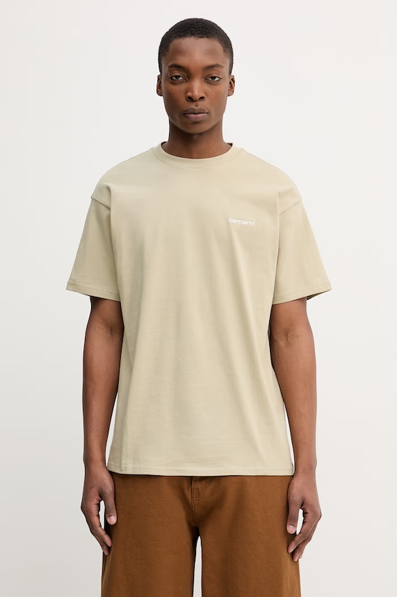 Carhartt WIP S/S Script Embroidery T-Shirt из хлопка для мужчин зелёный I030435.3LWXX