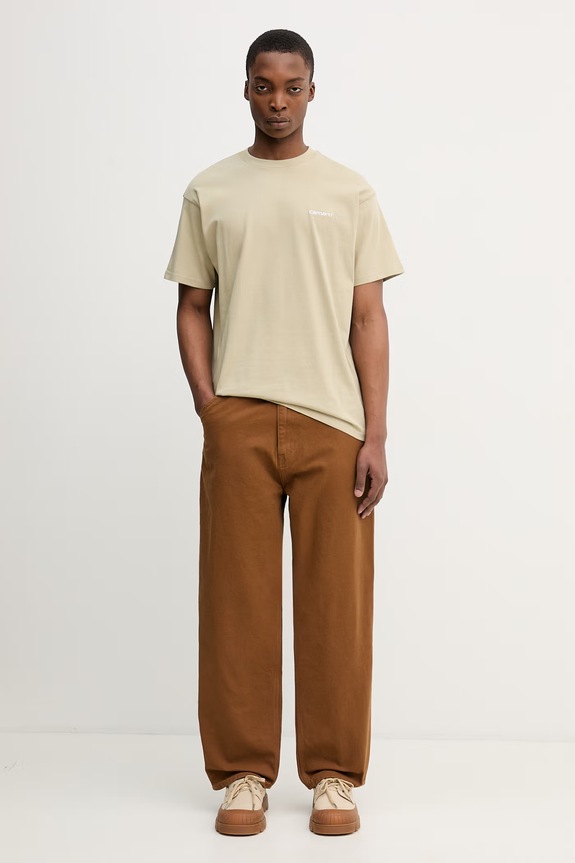 Carhartt WIP S/S Script Embroidery T-Shirt из хлопка для мужчин I030435.3LWXX зелёный