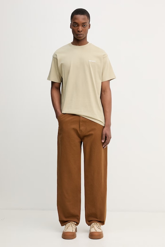 Carhartt WIP S/S Script Embroidery T-Shirt из хлопка для мужчин I030435.3LWXX зелёный