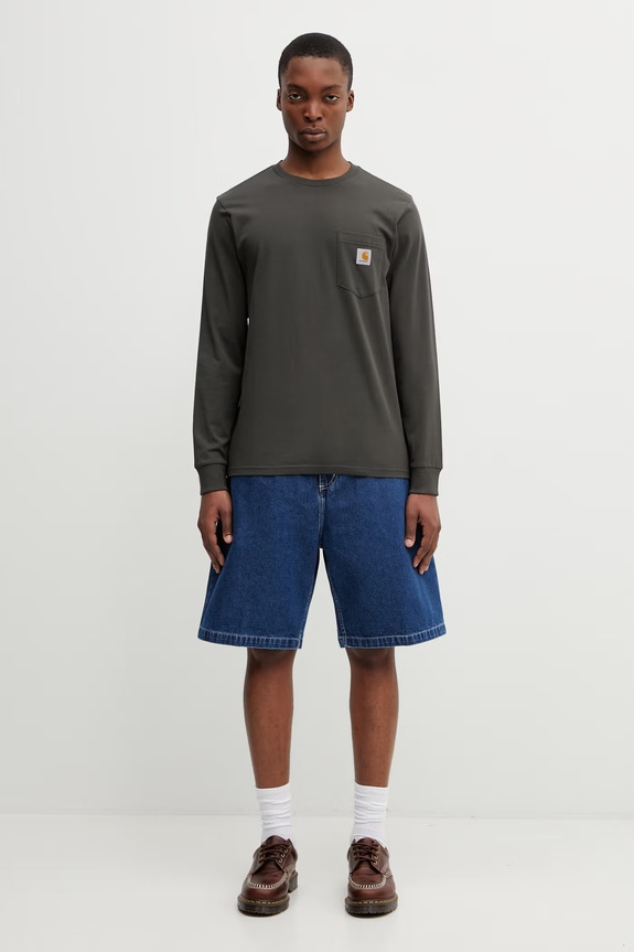 Carhartt WIP L/S Pocket T-Shirt tričko s dlhým rukávom bavlnené pánske I030437.3IQXX zelená