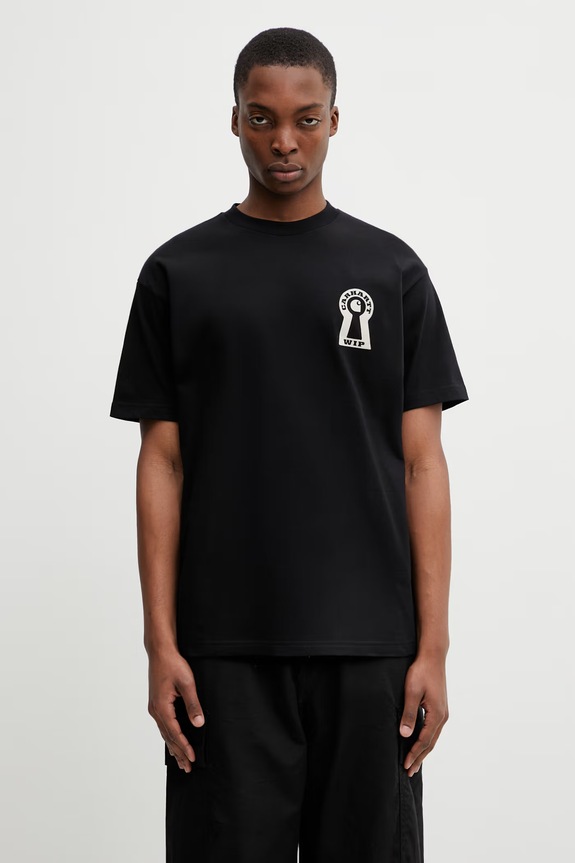 Одежда Carhartt WIP S/S Locked T-Shirt футболка из хлопка для мужчин I036230.89XX чёрный