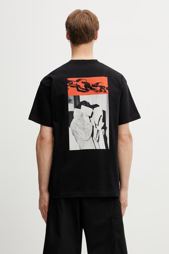 Îmbrăcăminte Carhartt WIP S/S Sean Hamilton 01 T-Shirt tricou din bumbac pentru bărbați I036268.89XX negru