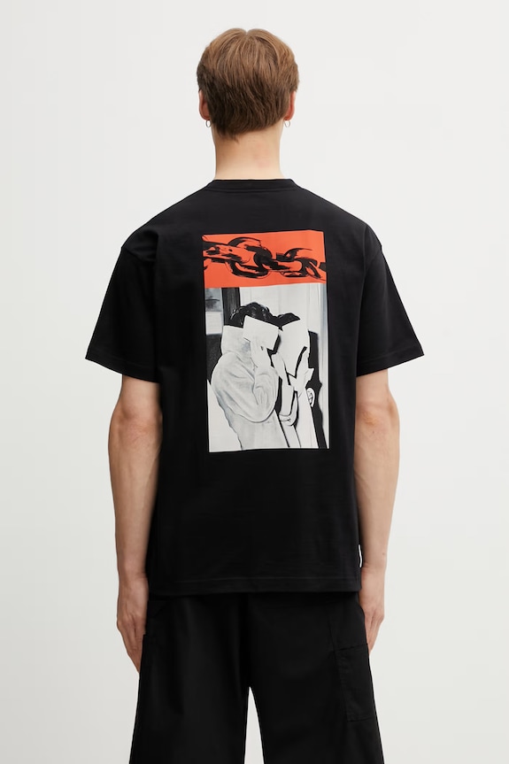 Îmbrăcăminte Carhartt WIP S/S Sean Hamilton 01 T-Shirt tricou din bumbac pentru bărbați I036268.89XX negru