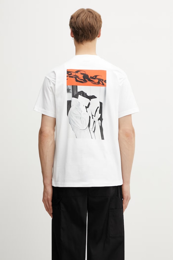 Îmbrăcăminte Carhartt WIP S/S Sean Hamilton 01 T-Shirt tricou pentru bărbați din bumbac I036268.02XX alb