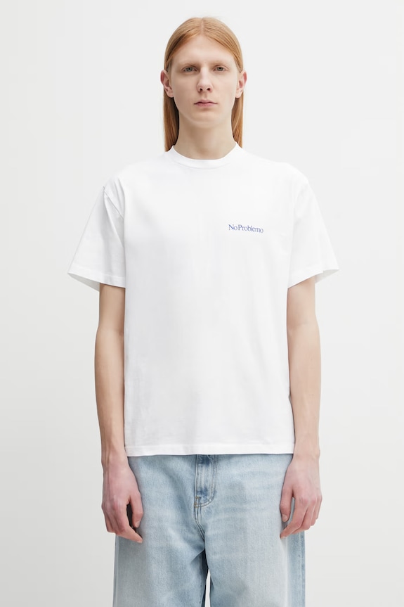 No Problemo Mini Problemo tricou pentru bărbați din bumbac alb NP6000905