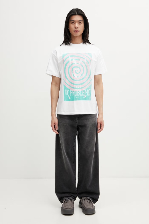 No Problemo Spiral tricou din bumbac bărbătesc NP6002605 alb