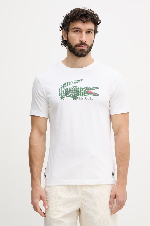 Lacoste T-shirt ανδρικό με βαμβάκι μπεζ TH0338