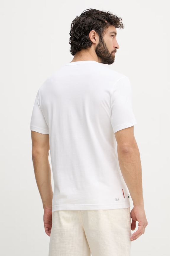 Ρούχα Lacoste T-shirt ανδρικό με βαμβάκι TH0338 μπεζ