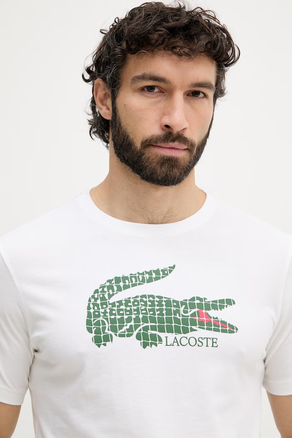 Lacoste T-shirt ανδρικό με βαμβάκι μπεζ TH0338
