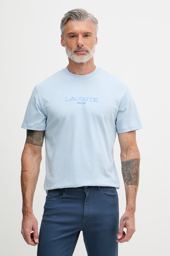 Lacoste T-shirt męski bawełniany niebieski TH1435