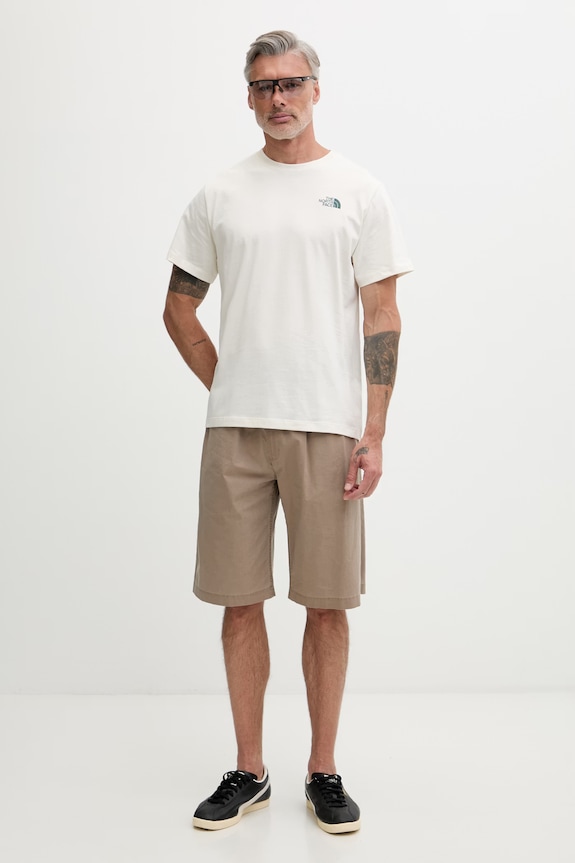 The North Face tričko pánske bavlnené RETRO EARTH NF0A8G9PQLI1 béžová SS26
