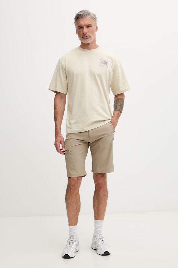 The North Face tričko pánske bavlnené SUN OVERSIZE NF0A8GA0DOM1 béžová SS26