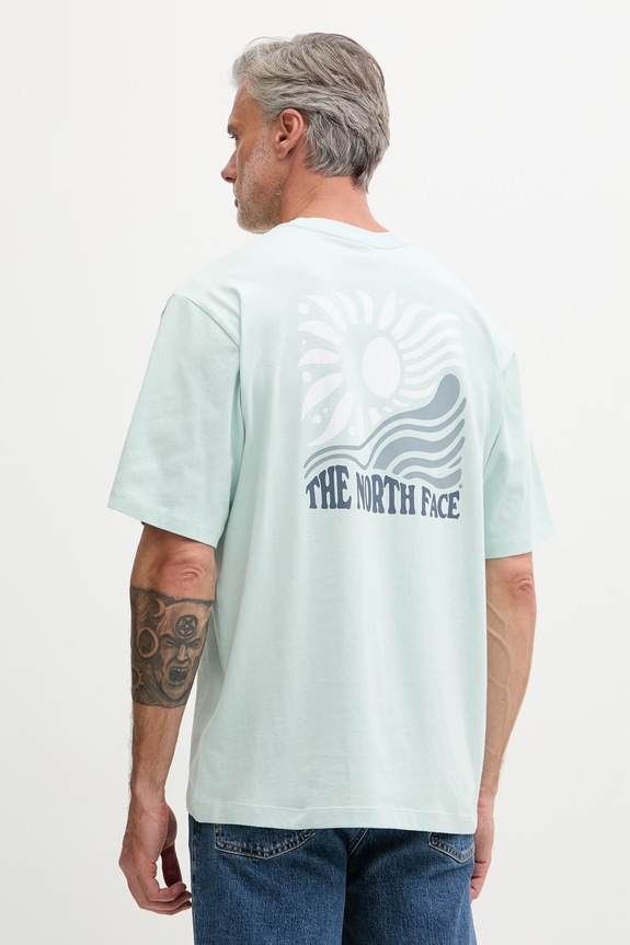 The North Face tričko pánske bavlnené SUN OVERSIZE zelená NF0A8GA0G701