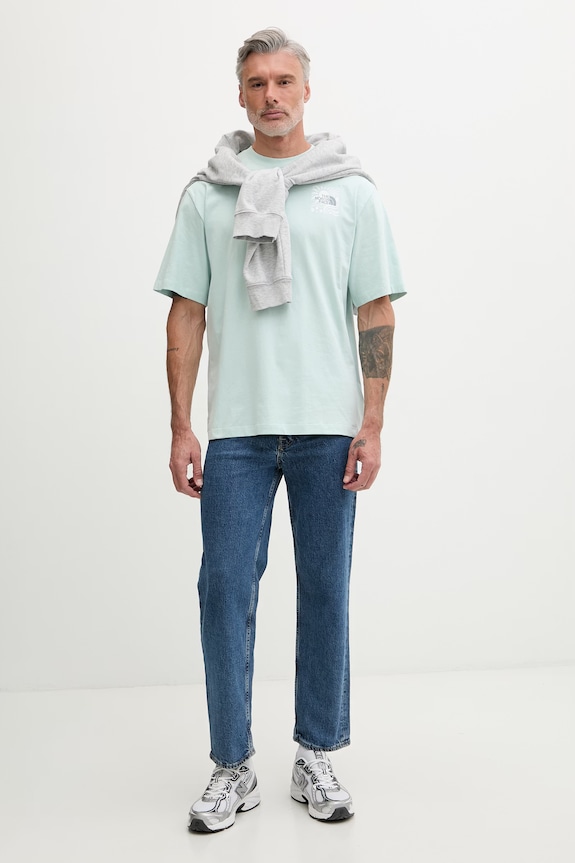 The North Face tričko pánske bavlnené SUN OVERSIZE NF0A8GA0G701 zelená SS26