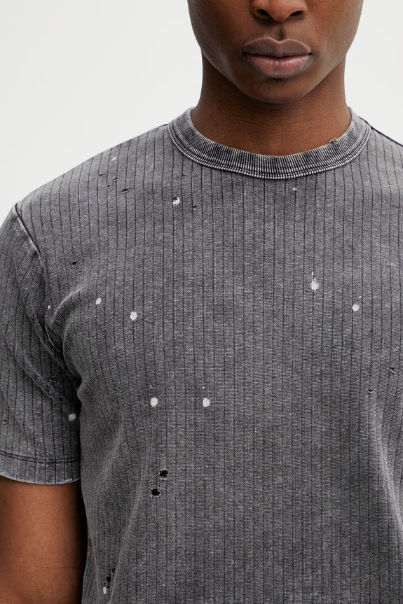 BEAMS T-shirt męski bawełniany z elastanem szary 1104.1430.139