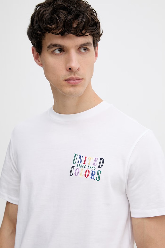United Colors of Benetton tricou pentru bărbați, din bumbac alb 3UWFU10BV