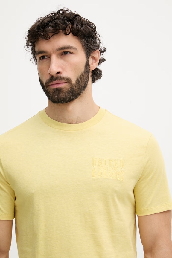 United Colors of Benetton majica za muškarce od pamuka zlatna 3UWFU10BV