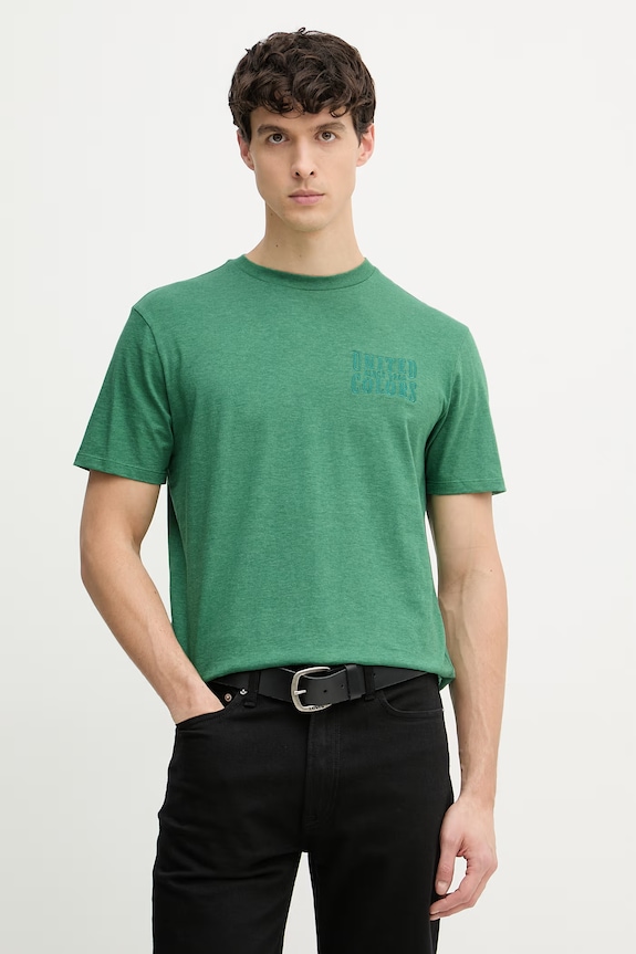 United Colors of Benetton tricou pentru bărbați, din bumbac verde 3UWFU10BV