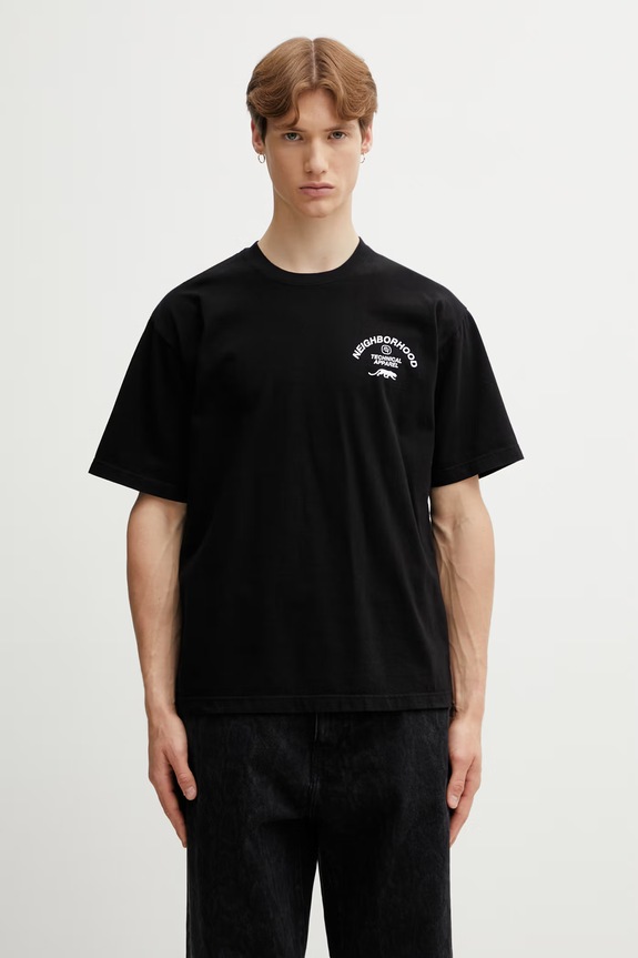 Odzież Neighborhood T-shirt bawełniany męski 261PCNH.ST06 czarny