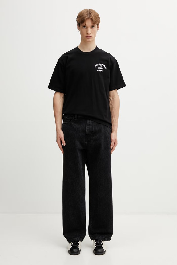 Neighborhood T-shirt bawełniany męski czarny 261PCNH.ST06